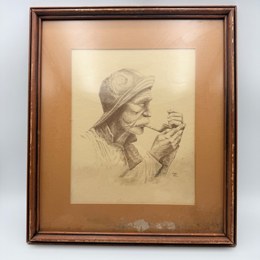Joni Eareckson Tada The Old Fisherman Vintage Framed Mouth Sketch Signed PTL